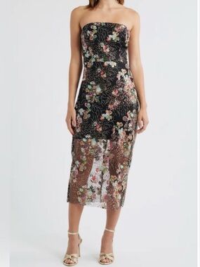 NWT Sam Edelman Women's Sequined Strapless Mini Dress Rose Multi